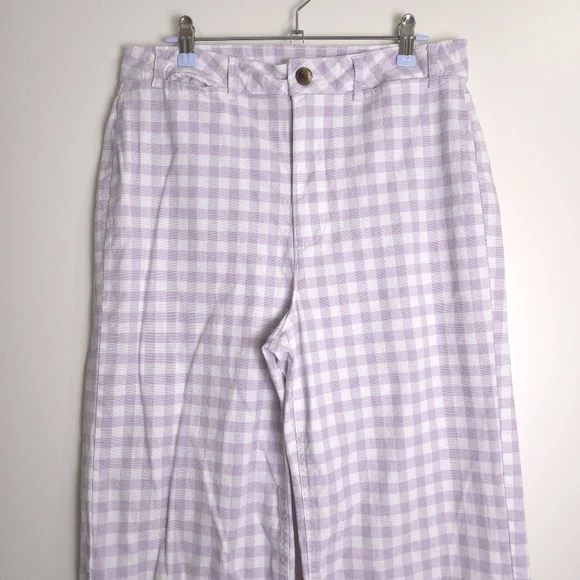 OLD NAVY Retro Gingham High-Waisted Cropped Wide-Leg Chino Pants 10 Tall - Picture 3 of 10